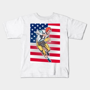 Football Athlete and American Flag Kids T-Shirt